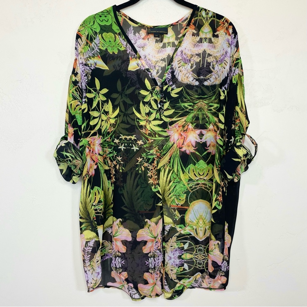 I Jeans by Buffalo Tropical Floral Tunic Blouse - Picture 3 of 17